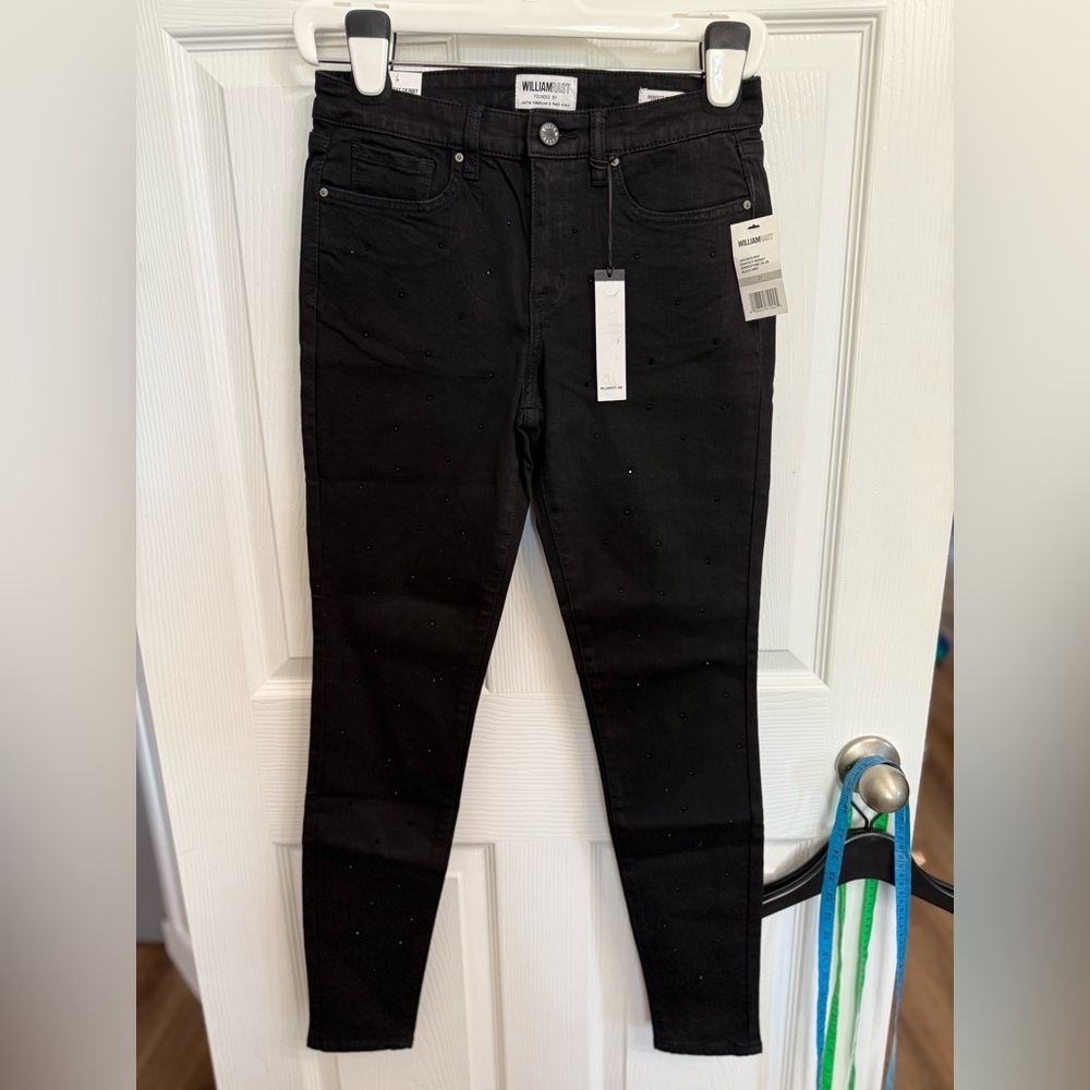 NWT William Rast Perfect Skinny size 27 Womens Black jeans rhinestone Timberlake